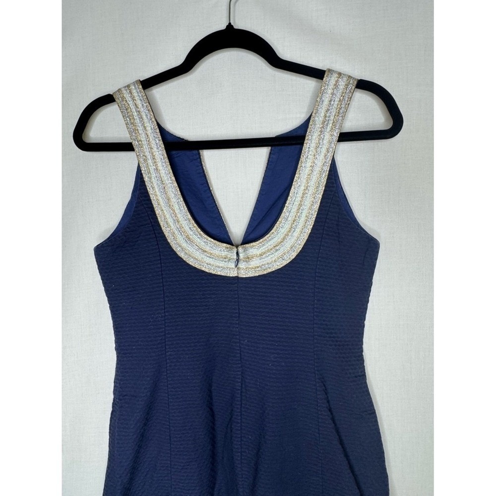Lilly Pulitzer Womens Valli Shift Dress Sz 6 Cotton Navy Metallic Rope Nautical - Picture 8 of 9